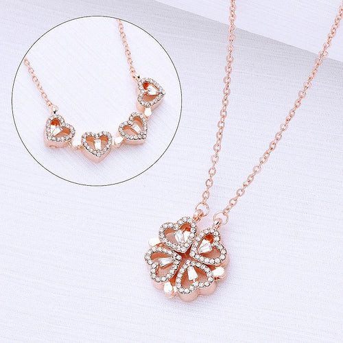 Elegant Clover Heart Necklace – Stainless Steel Pendant
