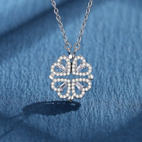 Elegant Clover Heart Necklace – Stainless Steel Pendant
